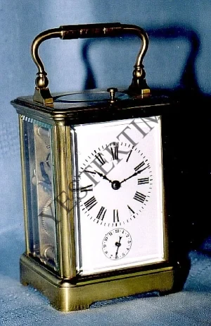 French Corniche-Cased Hour Repeating Carriage Clock with Alarm (c. 1890)